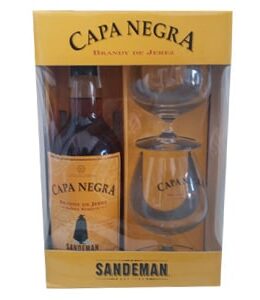 Estuche 1X70 cl. Brandy Capa Negra + 2 copas